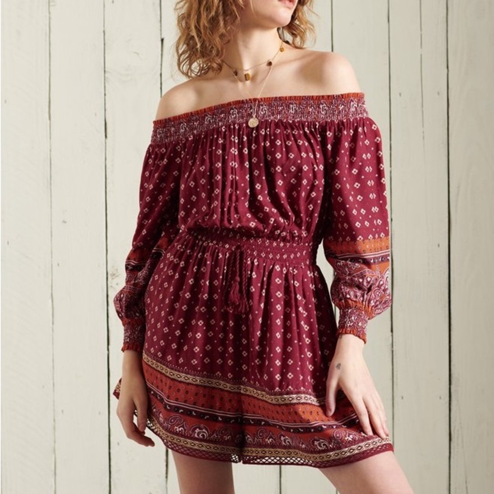 SUPERDRY Ameera Off The Shoulder Playsuit Romper Size 6